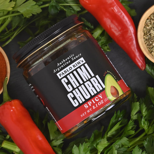 Pablo Kim's Spicy Chimichurri Avocado oil 8.1oz laid flat