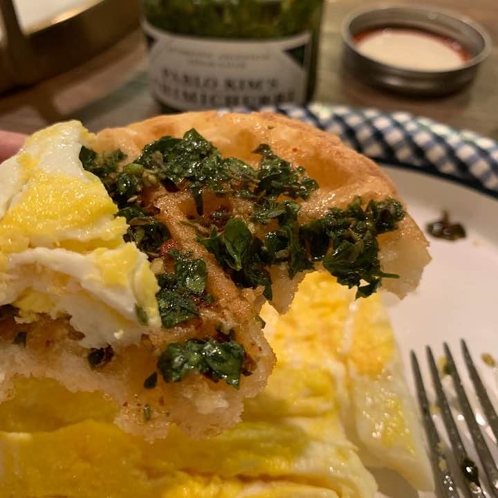 Waffle and Eggs.... with Chimichurri!